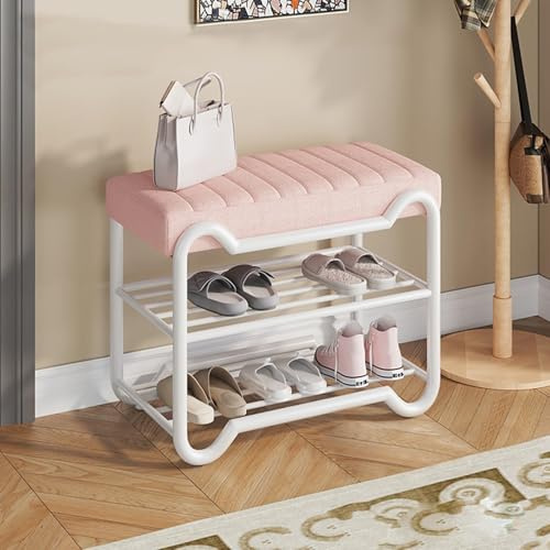 Banc à chaussures à 3 niveaux avec cadre en métal pour entrée, porte d'entrée et vestiaire, rangement robuste avec capacité de 150 kg, parfait pour le salon et le couloir