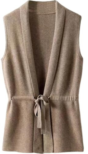 Muteitt Suéter De Cuello En V para Mujer, Chaleco Sin Mangas, Suéter De Punto Suelto, Cárdigan De Punto De Cachemira, Chaleco, Camisetas Sin Mangas, Ropa De Calle