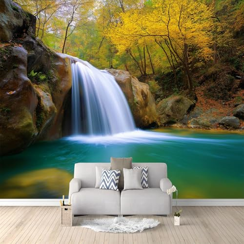 Murales Papel Pintado Salon Paisaje De Cascada Del Bosque 250x175 cm Fotomurales 3D Tejido No Tejido Papel Tapiz Fotográfico Decorativos Murales Dormitorio Oficina Hotel