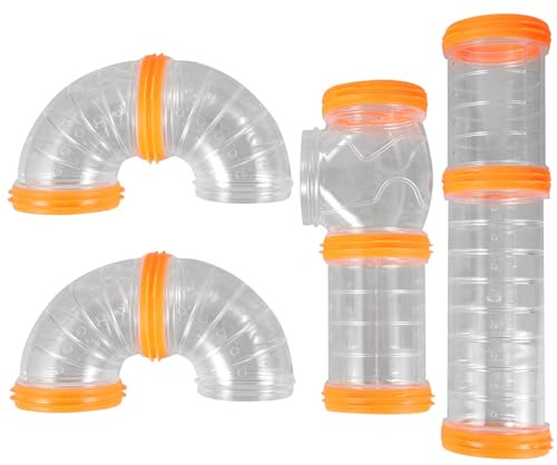 Lurrose Tunnel de Jeu pour Hamster Soi-même, Tube en Plastique Blanc et Anneau Orange, Taille Unique, Accessoire Extérieur de Cage, Jouet Interactif pour Rongeurs Petits et Moyens Animaux