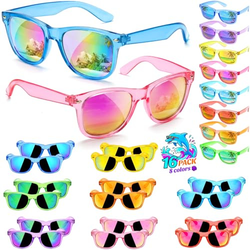 GINMIC Gafas de sol para niños, recuerdos de fiesta, paquete de 16 lentes de sol para niños, niños y niñas con protección UV 400, regalos de fiesta para niños de 4 a 8, 3 a 5, lentes de sol para niños