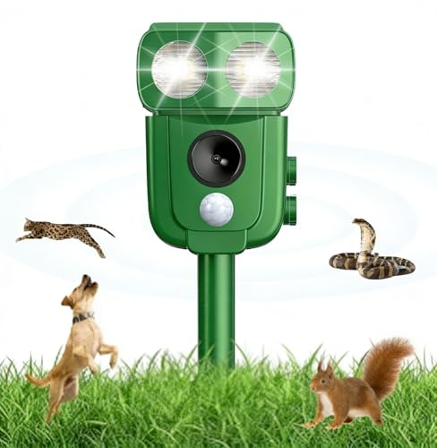 Repellente Gatti, Impermeabile a Frequenza Professionale Repellente Gatti, Ultrasuoni Solare Repellente per Gatti,Dotato di sensore infrarosso, Adatto a gatti, topi, scoiattoli, ricci, piccioni