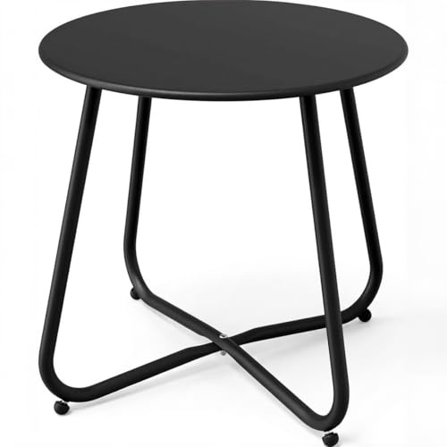 greemotion Beistelltisch, Schwarz, Ø 45 cm | Beistelltisch für Terrasse, Balkon und Garten, wetterfest und pflegeleicht