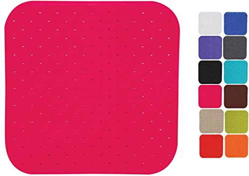 MSV Premium Duschmatte Badematte Badewannenmatte Badewanneneinlage antibakteriell rutschfest mit Saugnäpfen-Pink-duftet nach Rosen-ca. 54 x 54 cm-waschbar bei 60° Grad, Gummi, Large