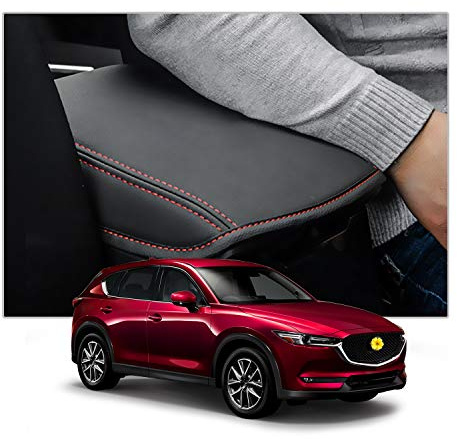CDEFG Kompatibel mit Mazda CX-5 CX5 KF 2018-2023 2024 Mittelarmlehne Abdeckung Armlehnen Deckel Kratzschutz Mittelkonsole Kunstleder Armlehne Box Cover Auto Schutz Kastendeckel CX5 Zubehör (Rot Linie)