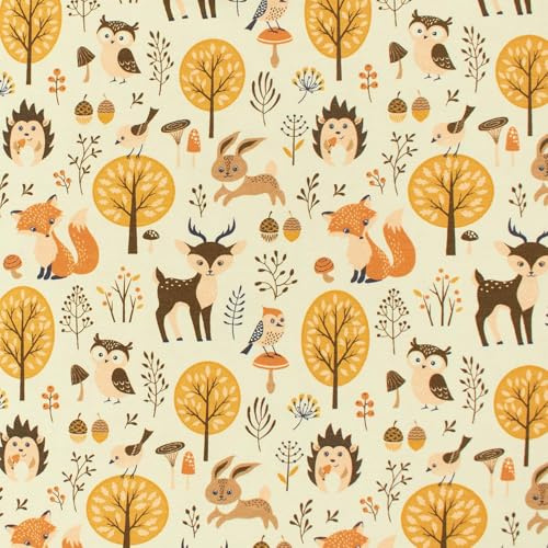 Jersey Stoff Matti, Waldtiere, naturweiß, STANDARD 100 by OEKO-TEX (Länge am Stück: ab 50cm / Breite: 150cm)