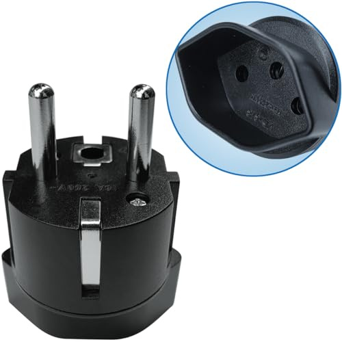 Schweiz/Liechtenstein till EU/Sverige Adapterkontakt, 3-stifts Schweiziska Plug till 2-stifts europeiskt/Sverige Uttag (1 Stycke)