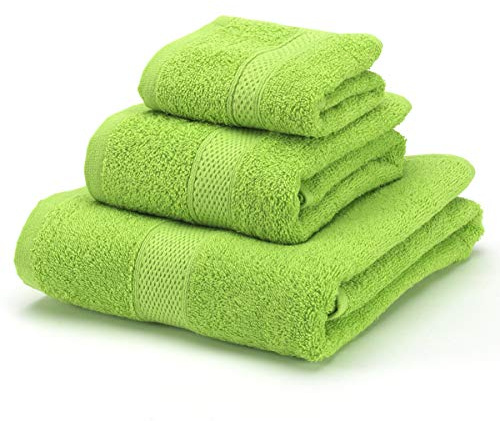 Boncasa - Set di asciugamani, 100% cotone pettinato (non rigenerato), filatura ad anello, 450 g/m3, morbidi al tatto (verde chiaro, set da 3 pezzi)