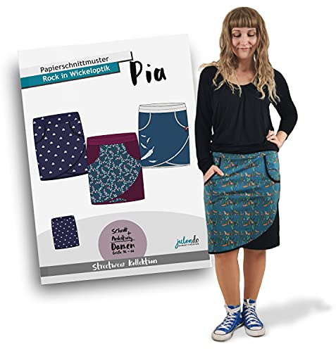 JULENDO Schnittmuster Jersey-Rock in Wickeloptik Pia Gr. 34-44 | Papierschnittmuster für Damen mit Nähanleitung