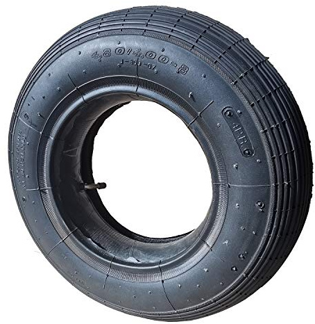 Resul Schubkarrenreifen-Schlauch Set 4.80/4.00-8, mit abgewinkeltem Autoventil, 4PR, 250 kg Traglast