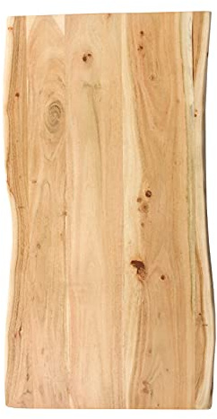 SAM Holzplatte Tonia 80x40 cm Akazie Natur lackiert Baumkante Tischplatte | Baumkanten-Platte, Akazienholz naturfarben massiv, für Heimwerker, Arbeitsplatten, Tische & Fensterbretter