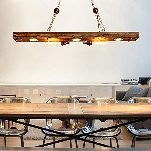 Industrielle Kronleuchter Vintage Industrial Pendant Chandelier Pendelleuchte Holz Stil Esstisch Lampe Retro Höhenverstellbar für Esszimmer Küche Bar Restaurant