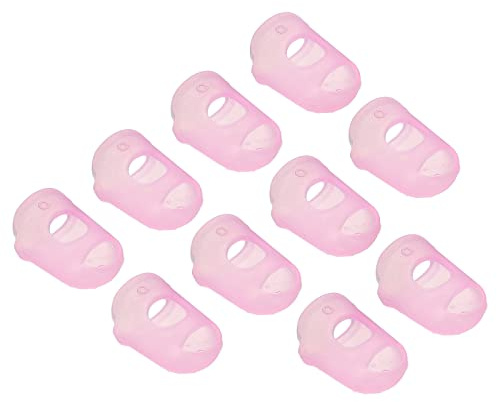 PATIKIL Fingertoppar halkskydd fingertoppsskydd, 10-pack silikonfingerskydd för papperssortering sömnad gitarrspelning, rosa XS storlek