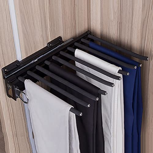 Hosenbügel Hosenauszug Kleiderschrank für 10 Hosen Kleiderbügel-Hosenhalter ausziehbar, Schrankauszug Hose Rack aufhänger Kleiderbügelhalter Hosenhalter Schrank Mit Dämpfer,Multifunktion Platzsparend