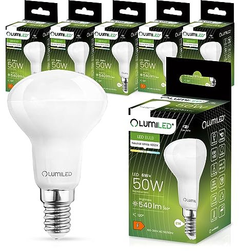 Lumiled LED Lampen E14 R50 6W entspricht 50W Glühlampe 6 Stück Set 540lm 4000K Neutralweiß 120 Grad Abstrahlwinkel 230V Glühbirne Birne Leuchtmittel Reflektorlampe Reflektor Energiesparlampe