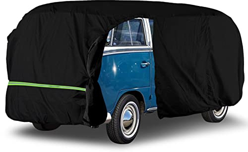 Vollgarage Autoabdeckung Ersatz für VW Transporter T1 T2 T3 1950-1992 | Autogarage Wasserdicht Schwarz, Autoplane Ganzgarage Atmungsaktive Reflexionsstreifen für Allwetter, Sonne, Staub