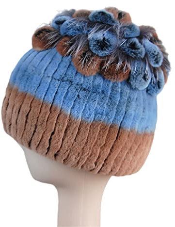 keusyoi Fellmützen für Frauen Winter Fell Strickmütze Damen Warm Schneemützen Damen Elegant Beanies Cap
