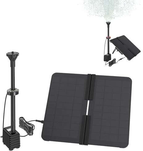 YARDIN Solar Teichpumpe Professional mit 12V/12Ah Verstellbarem Ständer 6 Fontänenstile Solarbrunnen Falten Solar Teichpumpe für Gartenteich Vogel-Bad Fisch-Behälter Kleiner Teich (Type E)