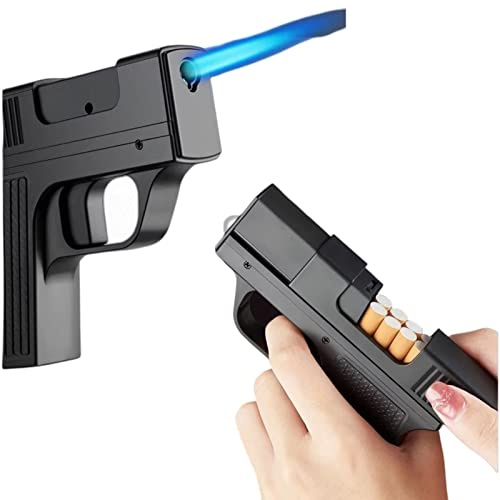 XOTAK 2-in-1-Zigarettenetui mit Feuerzeug, for 10 nachfüllbare Butan-Feuerzeuge ohne Luftzug, verstellbares Jet-Flamme-Feuerzeug, einzigartiges Geburtstagsgeschenk for den Ehemann