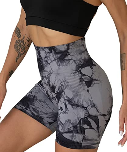 Merlvida Damen Scrunch Butt Sport Shorts Seamless Gym Leggings High Waist Kurz Hose Push Up Sporthose Blickdicht Radlerhose für Biker Yoga Fitness Workout