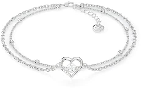 SERASAR Fußkettchen Damen Schmuck Herz Kette 925 Sterling Silber 18 Karat Gold Fussketterl Fusskette Mädchen Geschenk Idee Geburtstagsgeschenk für Frauen Heart Form