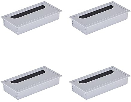 HOOZ 4 passacavi da scrivania, 160 cm, in alluminio, con guarnizione a spazzola, passacavo per tavolo, ufficio, piani di lavoro, canalina per mobili e scrivania (rettangolare)