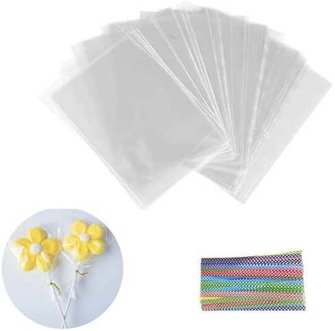 200pcs Cellophantüten Durchsichtige 8x12cm klein Süßigkeiten Geschenkbeutel mit 200 Krawatten Geeignet klarsichttüten für Süßigkeiten Mitgebsel Kindergeburtstag