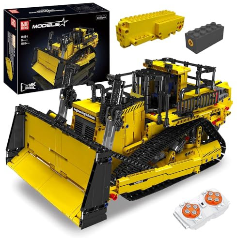 Mould King 15084 Technik Ferngesteuert Bulldozer für Erwachsene, 1508 Stück Bauspielzeug, 2.4 GHz RC LKW Bausätze Spielzeug