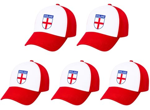 England St George Cross Printed Baseball Caps for FIFA 2026 World Cup – Adjustable White Supporters Hat for Football Matches, Sports Events, Travel, Fan Celebrations and Outdoor Wear