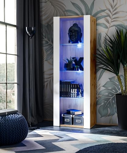 Komodee Vitrine Tivoli A1 Weiß/Wotan 55x159x35 cm