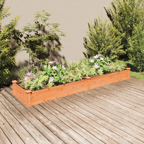 LAPOOH Hochbeet mit Einsatz Braun 240x60x25 cm Massivholz Tanne, Palettenrahmen, Hochteich, Gemüsebeet, Kräuterregal Balkon, Blumenbeet, Kräuterspirale, Tomatenbeet, Pflanzhochbeet
