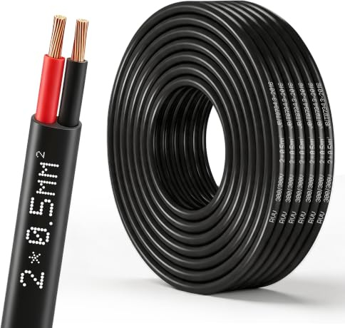 Yinaolan 2 Adriges Flachkabel Kabel 0,5mm² 20 Meter | Fahrzeugleitung Kabel Reines Kupferkabel flaches zweiadriges Doppelkabel Für 12V/24V LED Anhänger KFZ LKW RV