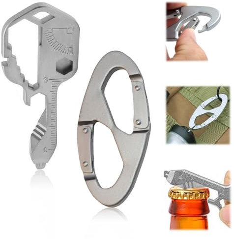 Herramienta Multifunción 24 en 1, Mini Llave Portátil de Acero Inoxidable, Destornillador de Cinturón, Llavero de 8 Formas para Deportes al Aire Libre