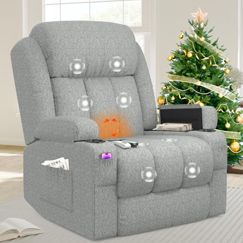 BareTay Lift Chairs Recliner Chairs For the Elderly with Massage & Heat, Extended Footrest Padded Backrest & Seat, USB+Type C Ports, 2 Cup Holders 2 Side Pockets