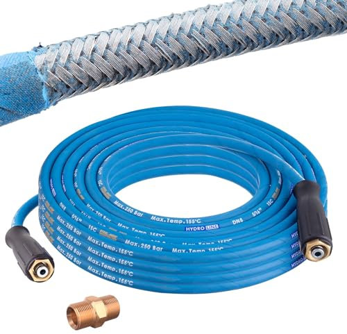 Hochdruckreiniger Schlauchverlängerung EDEHLSTAHL – Kärcher Verlängerungsschlauch Ersatz – 250bar kompatibel mit Kärcher mit M22x1,5 Gewinde – Schlauchverbinder & Nippel inklusive – 15m Schlauch