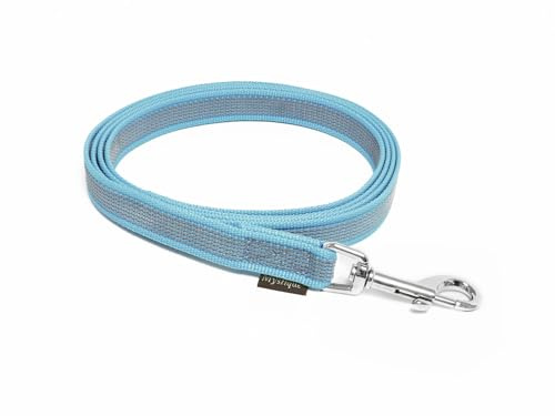 Mystique® Gummierte Leine 20mm ohne Handschlaufe Standard Karabiner hellblau 2m