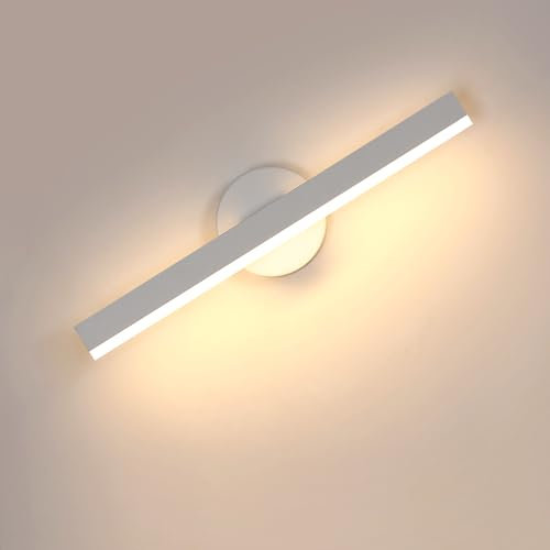 Riserva Applique Murale LED, 12W Lampe Murale en 300° Rotatif, Lampadaire mural 3000K Lumière Chaude, Moderne Applique Murale Interieur Blanc pour Salon, Chambre, Couloir, Escalier, 38CM