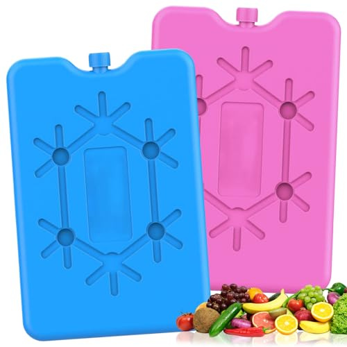 Lot de 2 blocs réfrigérants de 200 ml chacun, pour sac isotherme, réutilisables, plats et réutilisables, accumulateurs de froid de 12 heures, pour glacière, glacière fine, sac isotherme extra plat