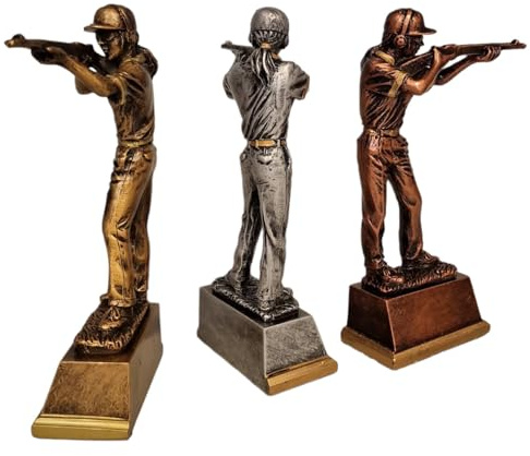 eberin · Damen Gewehrschützin Resin-Pokal · Schützen Cup · Schützenverein Preis · verfügbar in Gold, Silber und Bronze · Schießsport Pokal · 16cm · Wunschgravur möglich (Silber OHNE Gravur)