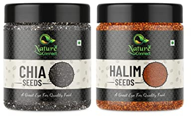 Nature Connect Combo Halim Seeds and Raw Chia Seeds 250 gm Each Total 500 gm_Packing May Vary