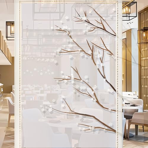 Sichtschutzfolie 3D Fensterfolie Glasdekorfolie PVC für Badezimmer Kinderzimmer Küche,Schlafzimmer Wohnzimmer Esszimmer Büro Hotels Klassenzimmer 44.5x300 cm Beige