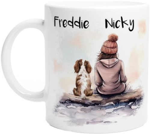Engravables Cozy Custom Printed Mug – Personalised Gift for Dog Lovers – Cute, Funny & Heartfelt Designs – Multiple Sizes & Styles Available (11oz Ceramic Mug, Winter Woman & Dog 4)