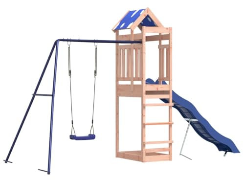 vidaXL Spielturm, Klettergerüst mit Schaukel Rutsche, Kinder Kletterturm Spiel-Zubehör für Garten, Holz Spielplatz Spielhaus, Massivholz Douglasie