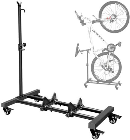 Mimoke Support vertical pour vélo - Support de sol pour vélo avec roues verrouillables, hauteur réglable, pour tous les types de vélos jusqu'à 4 pouces de largeur de pneu,