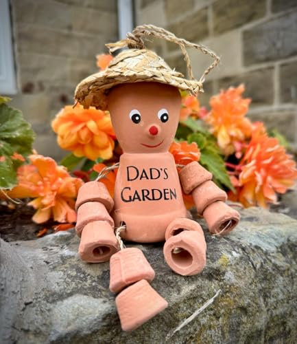VELENTI Dad Garden Ornament - Terracotta Flower Pot Man - Dad Garden Gifts, Grandad - Christmas Gardener Gifts for Men - Cute Clay Plant Pot Man for Father's Day, Birthday