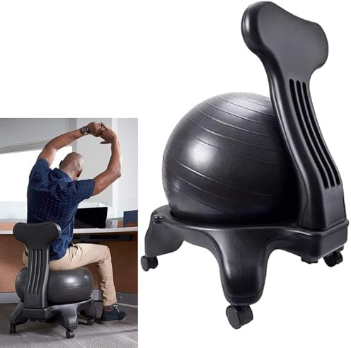 CYPOSLDN Balance-Ball-Haltungsstuhl Für Erwachsene Und Jugendliche Mit Fußpumpe, Ergonomischer Bürostuhl, Yoga-Ballstuhl, Gymnastikballstuhl Für Das Heim-Fitnessstudio, Rollhocker