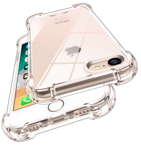 ivoler Nie Vergilbung Klar Hülle für iPhone SE 2022/2020 (3. / 2. Generation) / iPhone 8 7 6S 6 mit Stoßfest Schutzecken, Stoßfest Kratzfest Transparent Schutzhülle Durchsichtige Handyhülle Case