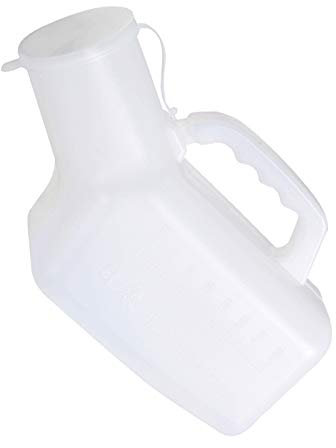 Wiederverwendbares Urinal für Männer mit integriertem Tragegriff, auslaufsichereintegriertem Tragegriff, auslaufsicherem Deckel, 1200 ml Fassungsvermögen, ideal für Reisen und Camping (weiß)
