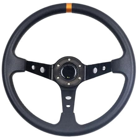 WSTEWOO Universal Rennlenkrad Universal 14 Zoll 350mm Wildleder/PVC Auto Racing Lenkräder Deep Corn Drifting Sport Lenkrad(PU)