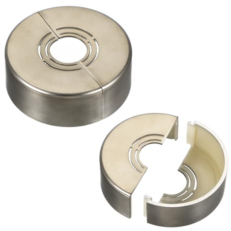 PATIKIL Flangia Divisa a Parete, 20/25/32mm Copri Tubi Termosifoni Copertura Piastra Rotonda in ABS Spessore Tagliabile per Tubo Acqua Rubinetto Decorazione,25mm Altezza, 2 Pezzi, Grigio